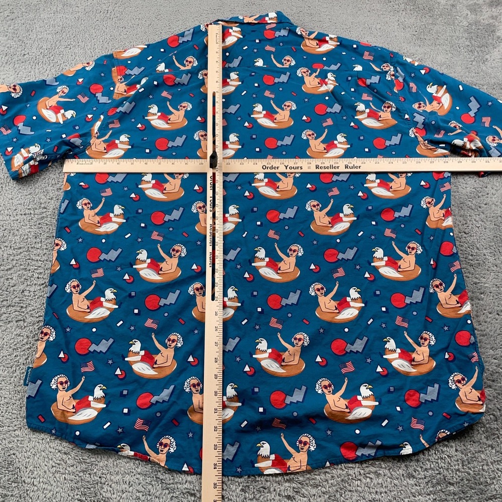 Tipsy Elves Shirt Mens 4XL Blue George Washington USA All Over Print Flag Fun - Picture 5 of 10